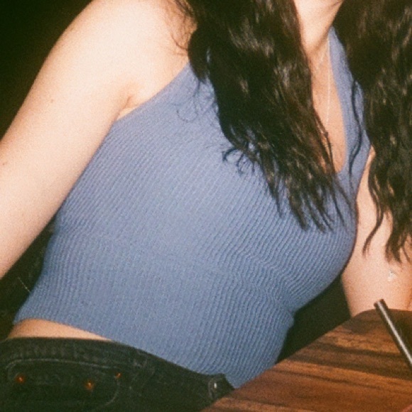 Sculpt knit halter top in BLUE - Picture 3 of 3